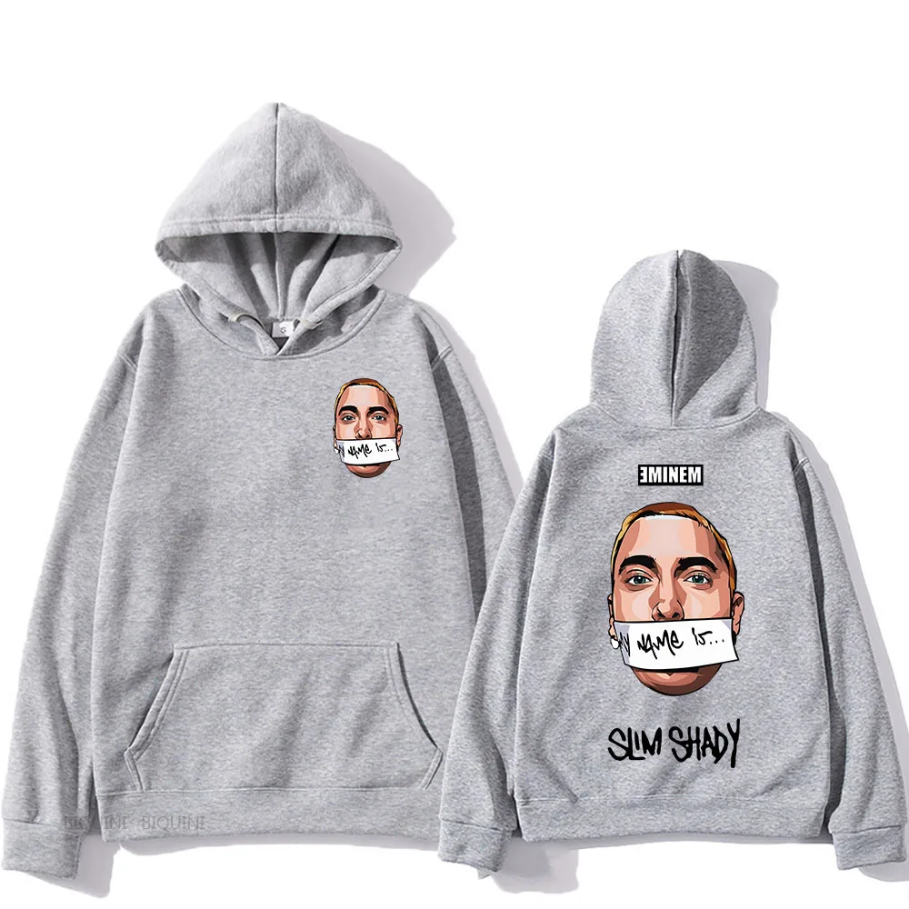 

Eminem My Name Is Slim Shady Hoodies with Pocket Sudaderas Con Capucha Hip Hop Men/Women Sweatshirts Casual Hip Hop Print Hoody