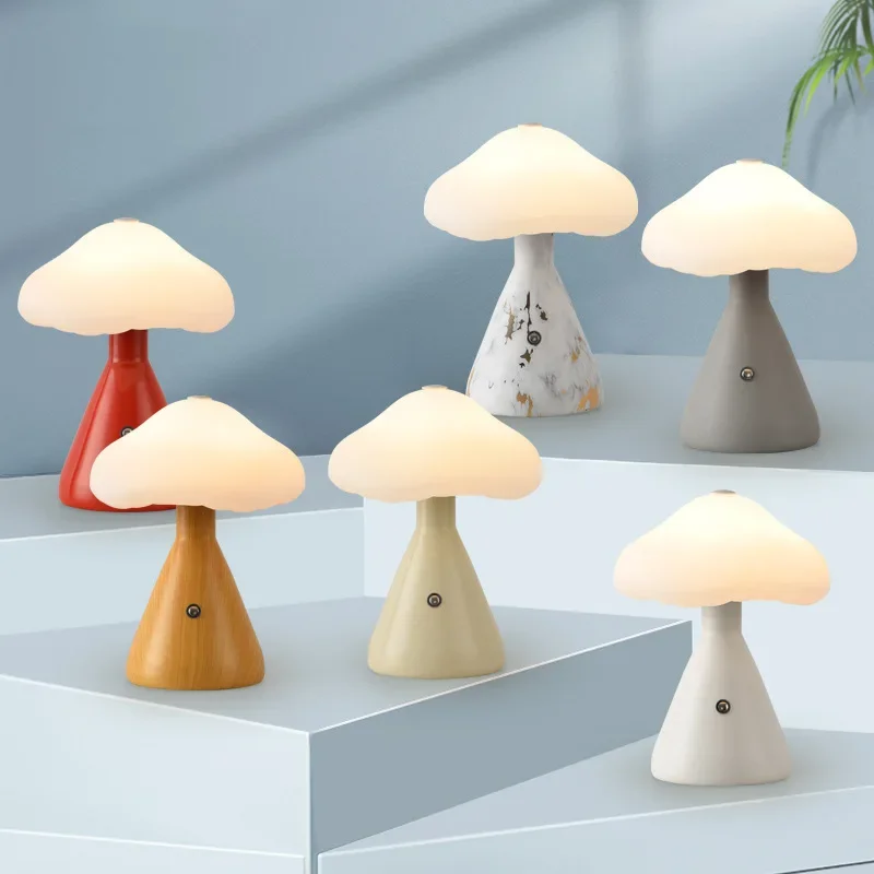 

Modern Creative USB Charging Colorful Mushroom LED Table Lamp Bedroom Bedside Study Reading Lamps Living Room Decor Night Lights