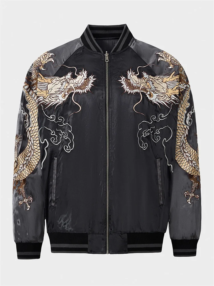 S101 Tiger Heavy Embroidery Jackets For Man Raglan Sleeve Zipper Autumn High Quality Comfortable Polyester Chamarras Para Hombre