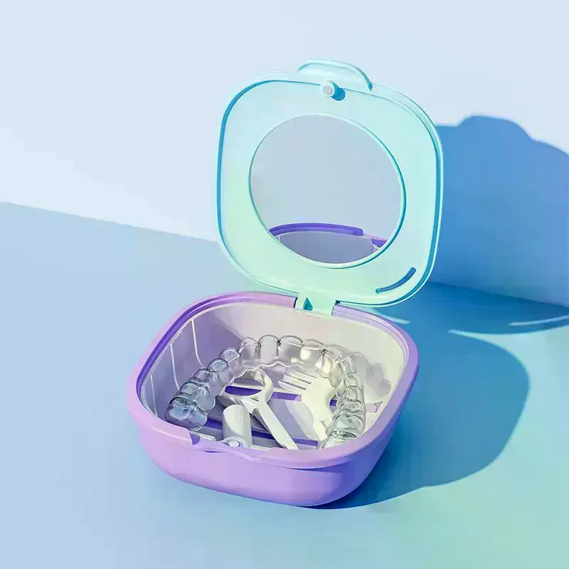 New Models Magnetic Invisible Braces Storage Box With Mirror Retainer Braces Box Denture Drain Soaking Box