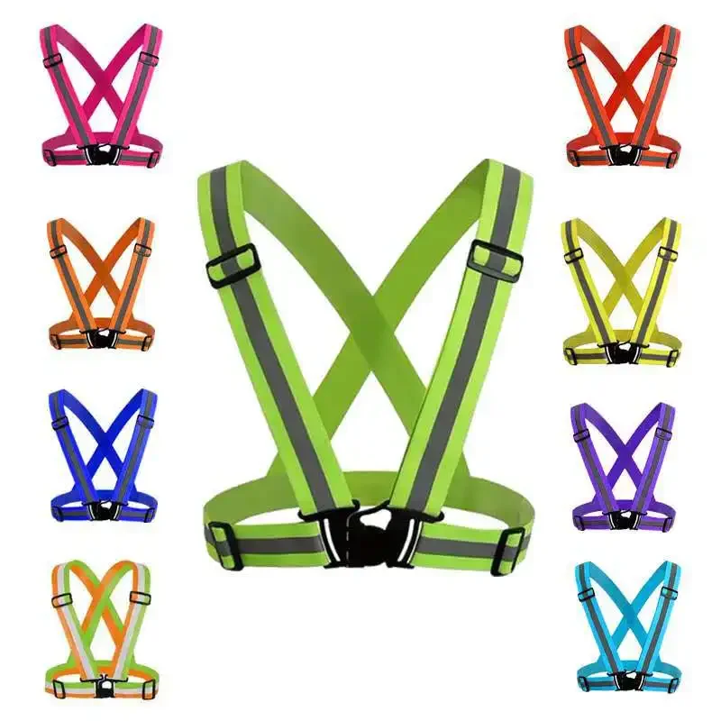 Adjustable Safety Vest Highlight Reflective Straps Night Work Running Riding Clothing Vest Elastic Band Safety Jacket