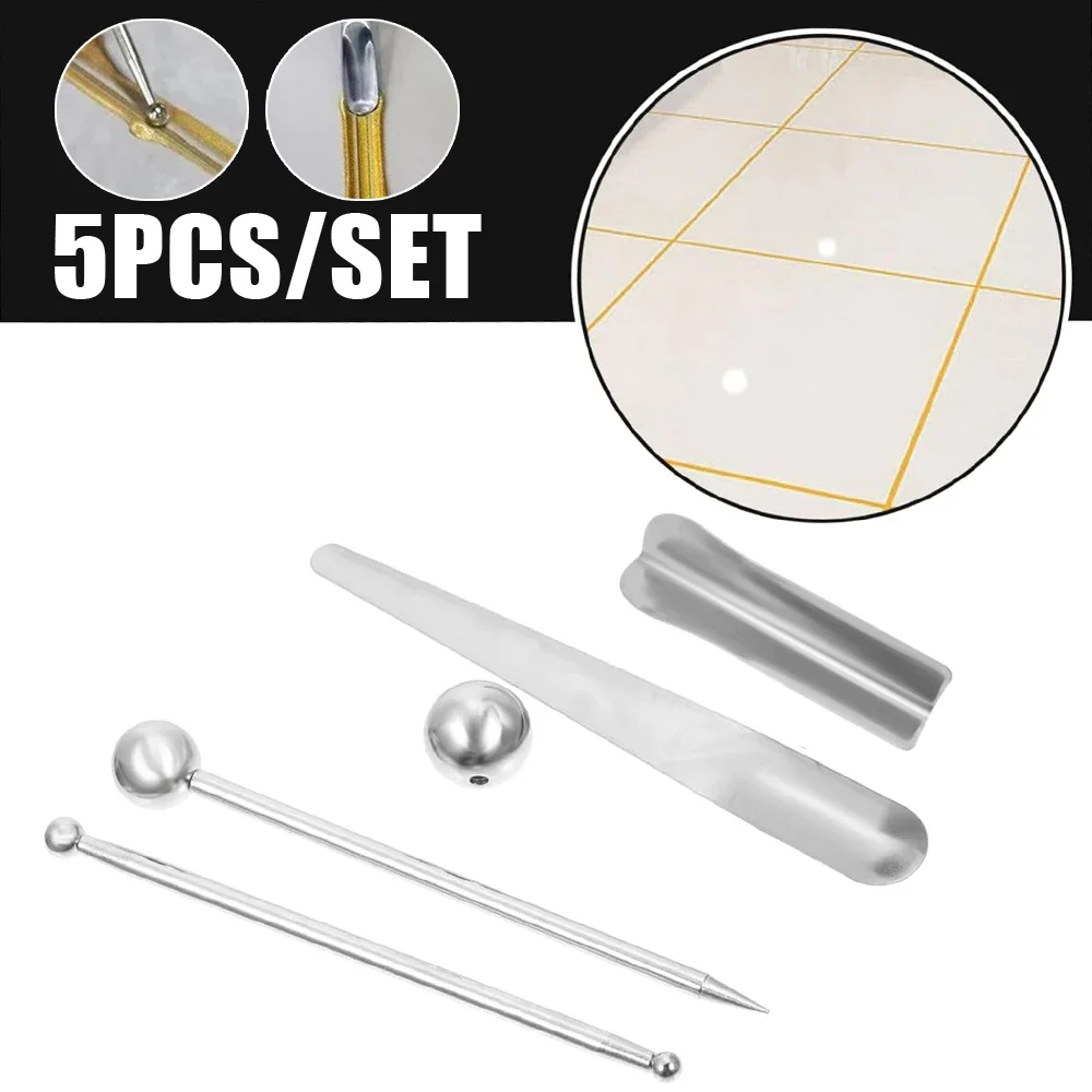 

5Pc Hot Beauty Seam Construction Tool Set Floor Tile Grout Repair Pressed Ball Stick Corner Angle Scraper Wall Gap Cleaner Tools