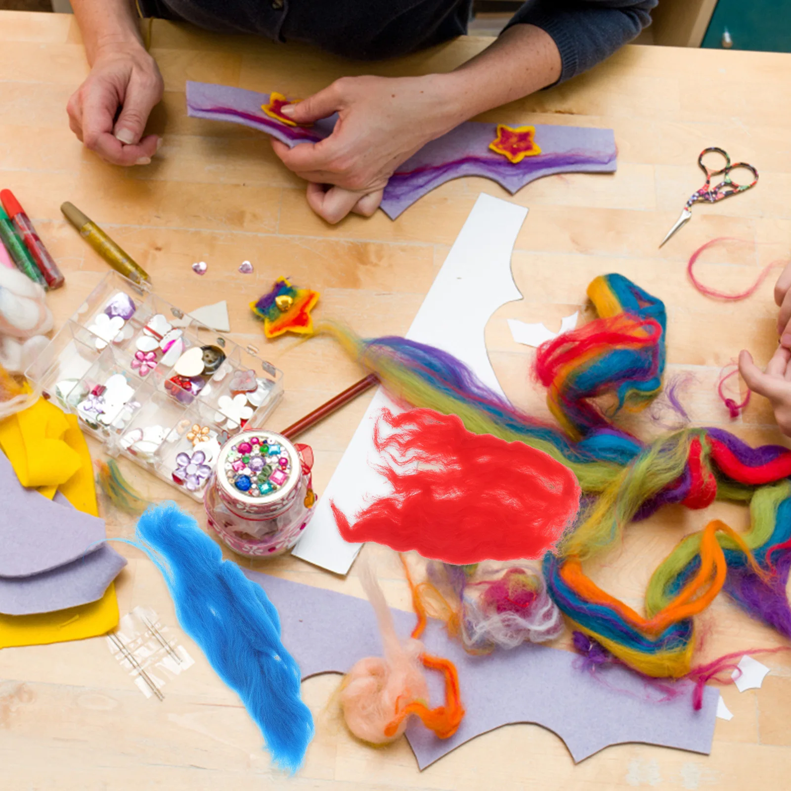 

36Pcs Needle Felting Wool DIY Craft Set Colorful Wool Material Kit Portable Felting Supplies for Handmade Projects