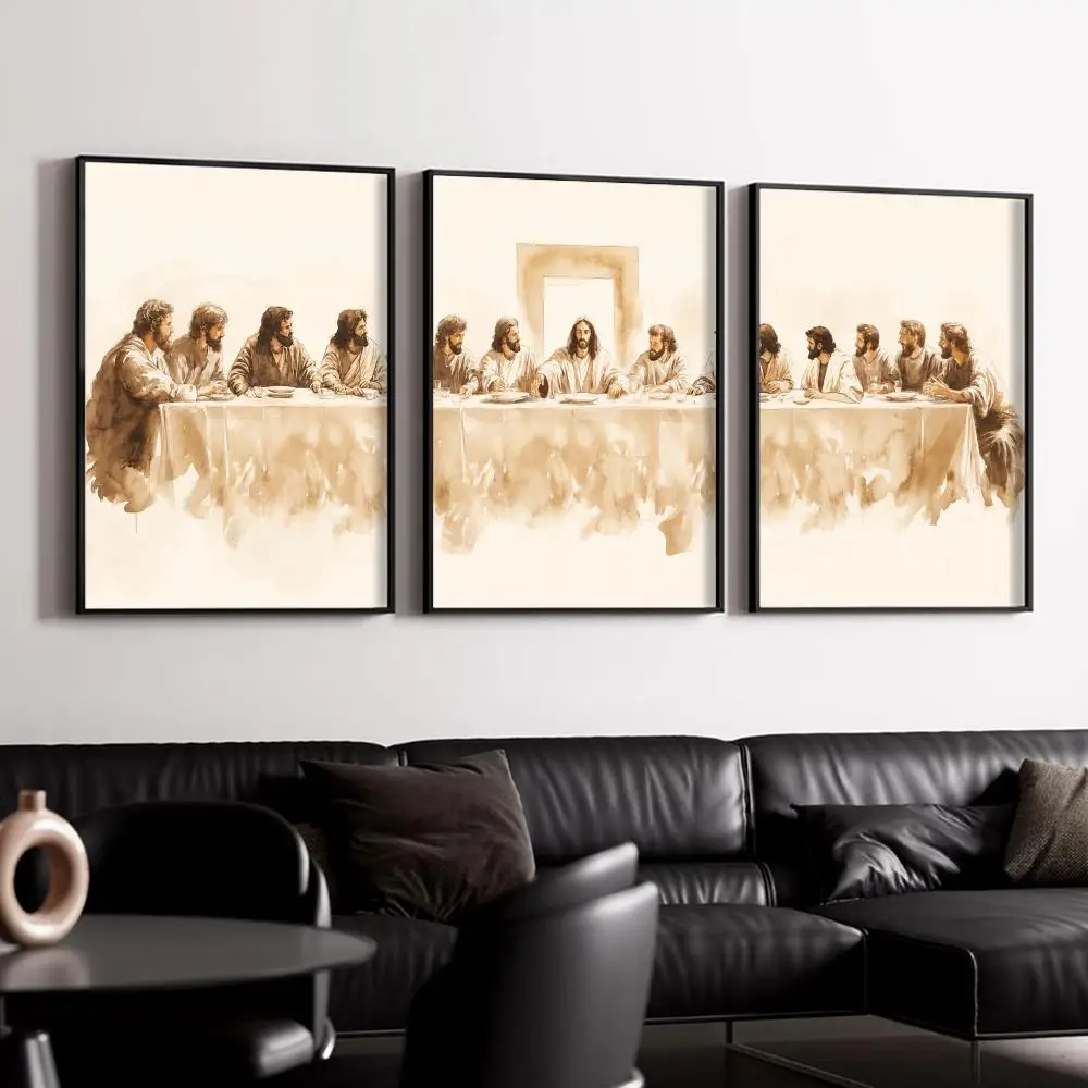 Jesus the Last Supper Art Poster Decorative Wall Art Stickers Mural Photo Print for Home Living Room Hallway Decor Gift