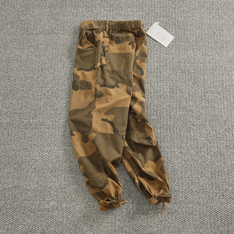 

Casual Camouflage Workwear Pants Men's Retro Military Sle Long Trousers Cargo Loose Fit Dstring Elastic Waist Urban Faion