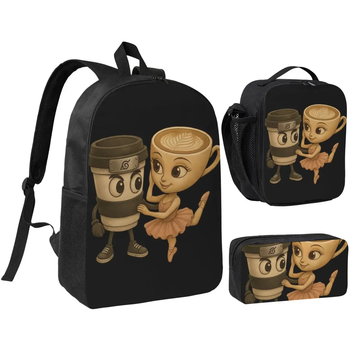 

3pecs/set Ballerina Cappuccina Capuccino Assassino Backpack Back To School Brainrot Meme Laptop Daypack Lunch bag Pencil Case