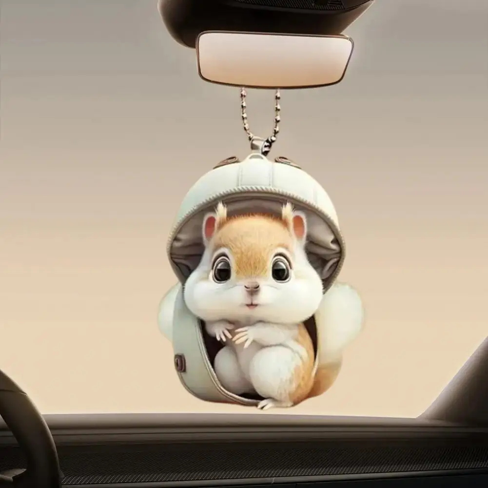 

Lightweight Car Accessory Car Accessories Squirrel Decoration Adorable Squirrel Car Mirror Ornament with Bead Chain for Rearview