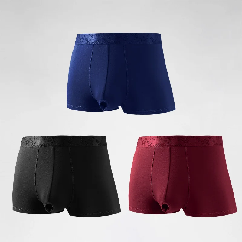 

3pcs Men's briefs shotgun split block block briefs shorts scrotum bracket comfortable boxer briefs