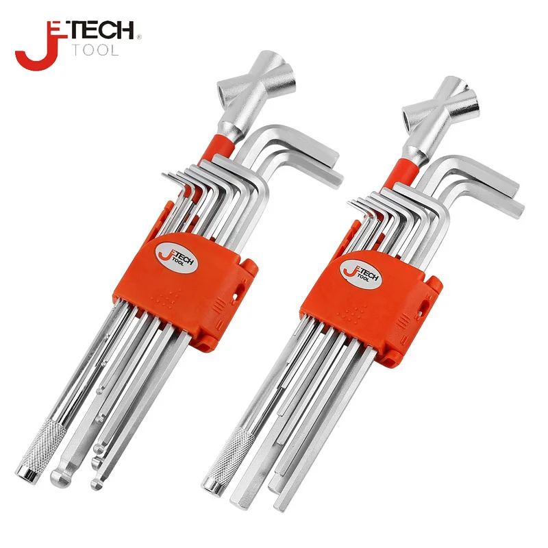 Jetech professional allen key set connecting rod wrench key kit extra long  hex key set with connective rods extension bar