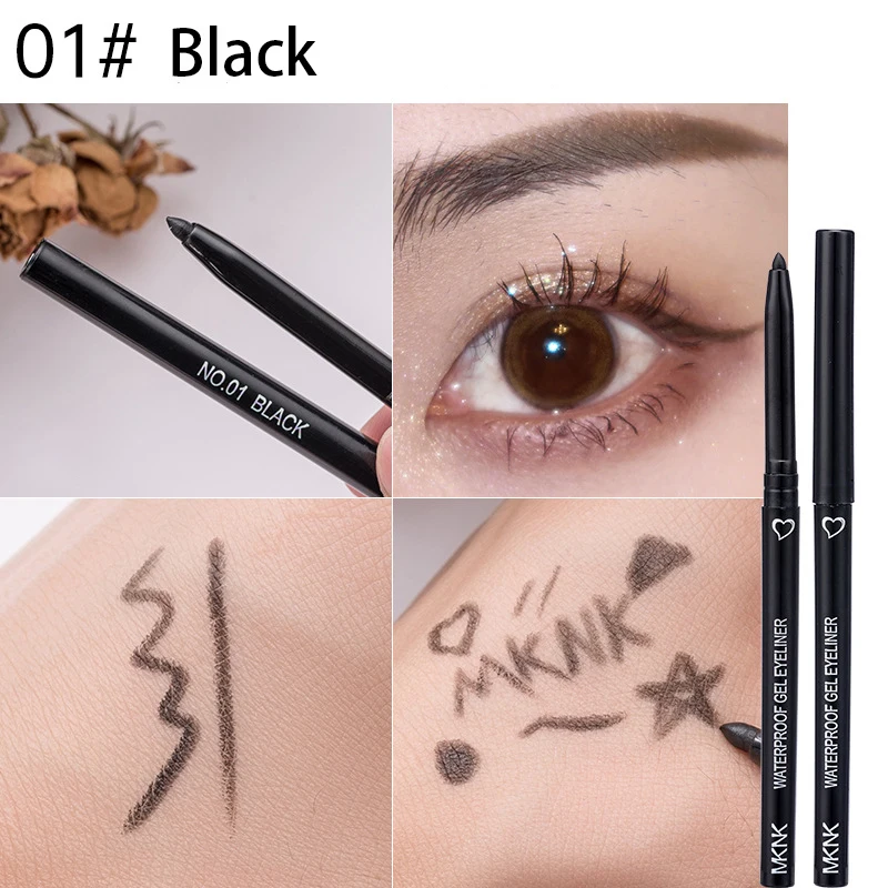 6 kolorów Eyeliner czarny brązowy szybkoschnący ołówek do oczu długotrwała wodoodporna łatwa do noszenia Make Up przedmioty dla kobiet narzędzia kosmetyczne