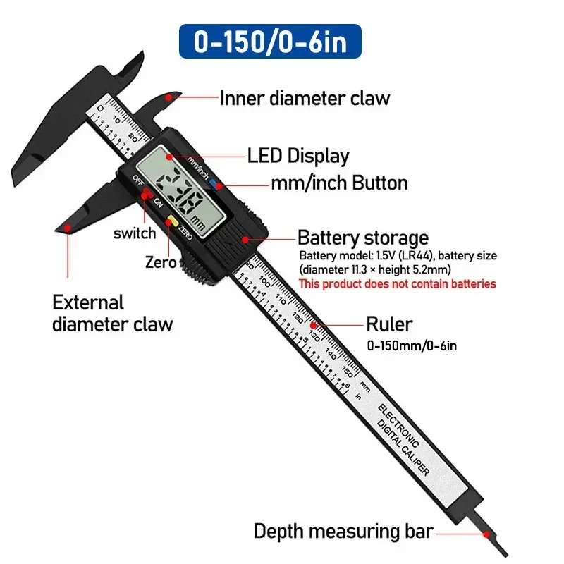 3Pcs/Set Digital Caliper Level and Angle Ruler Height Ruler Depth Ruler Multi-function Measuring Tool Woodworking Tools