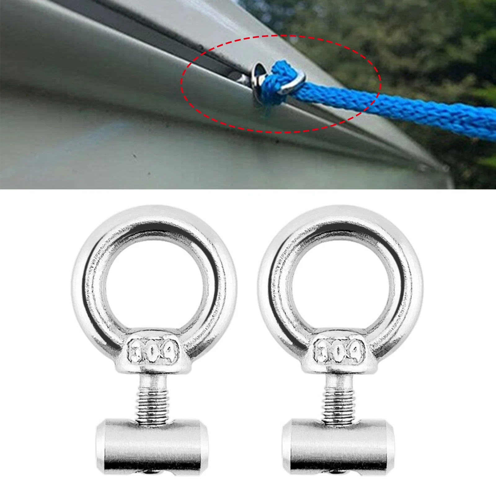 2PCS M4 Lifting Eye Nut Fastener Front Tent stopper Track Mount Tie Down Eyelet Rail Track Screws Boat RV Caravan Camper Awning