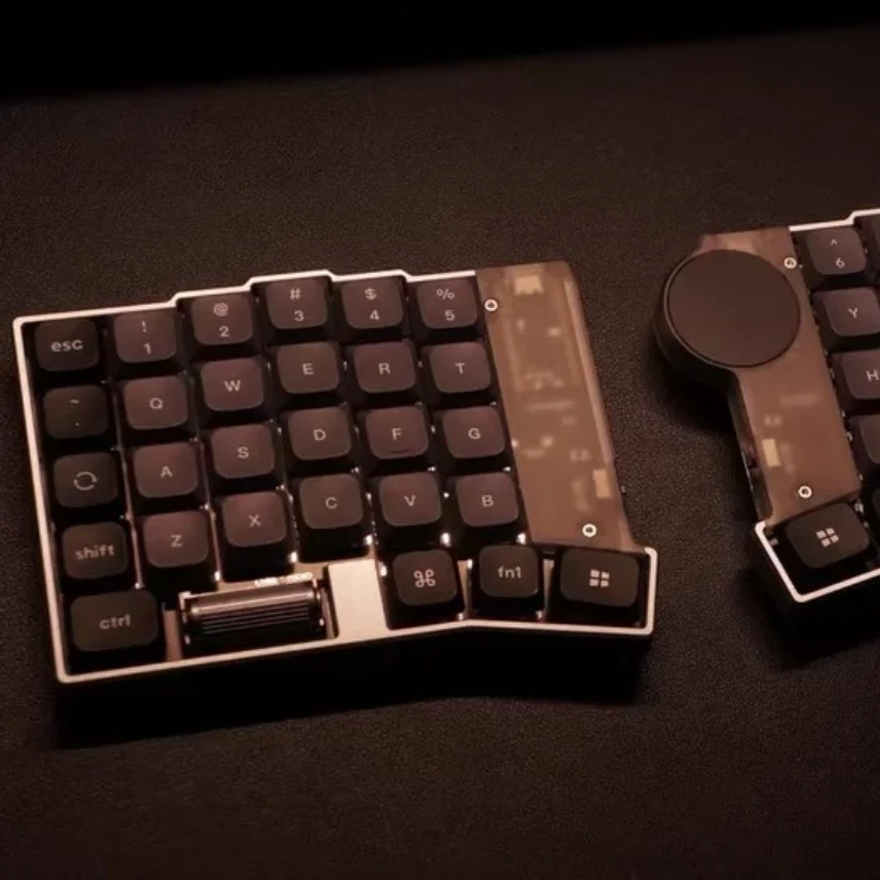 Low Profile Split Keyboard with Cirque Touchpad Encoder CNC Aluminum Case Hotswap Kailh Choc V2 Horn Keyboard Ergonomic
