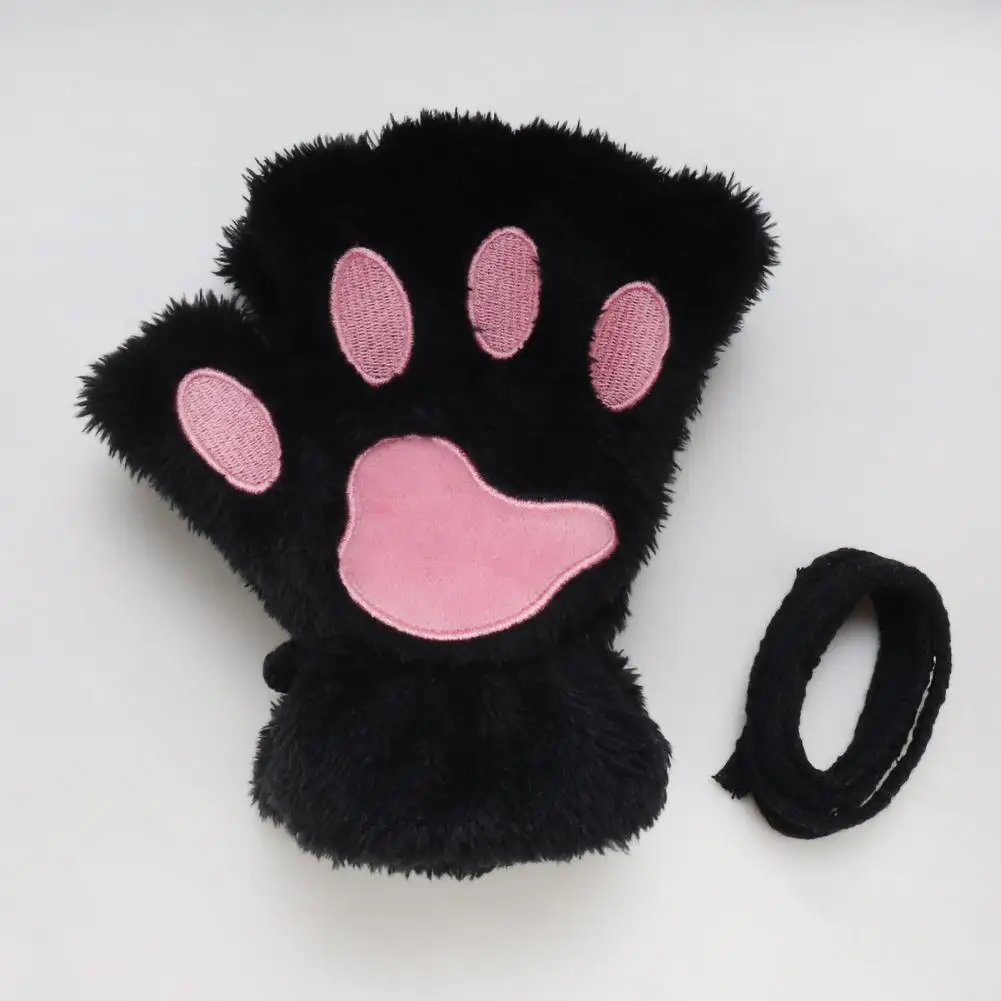 Winter Cat Paw Gloves Women\'s Winter Cat Paw Half-finger Gloves with Plush Warmth Non-slip Protection for Cycling Riding Cat Paw