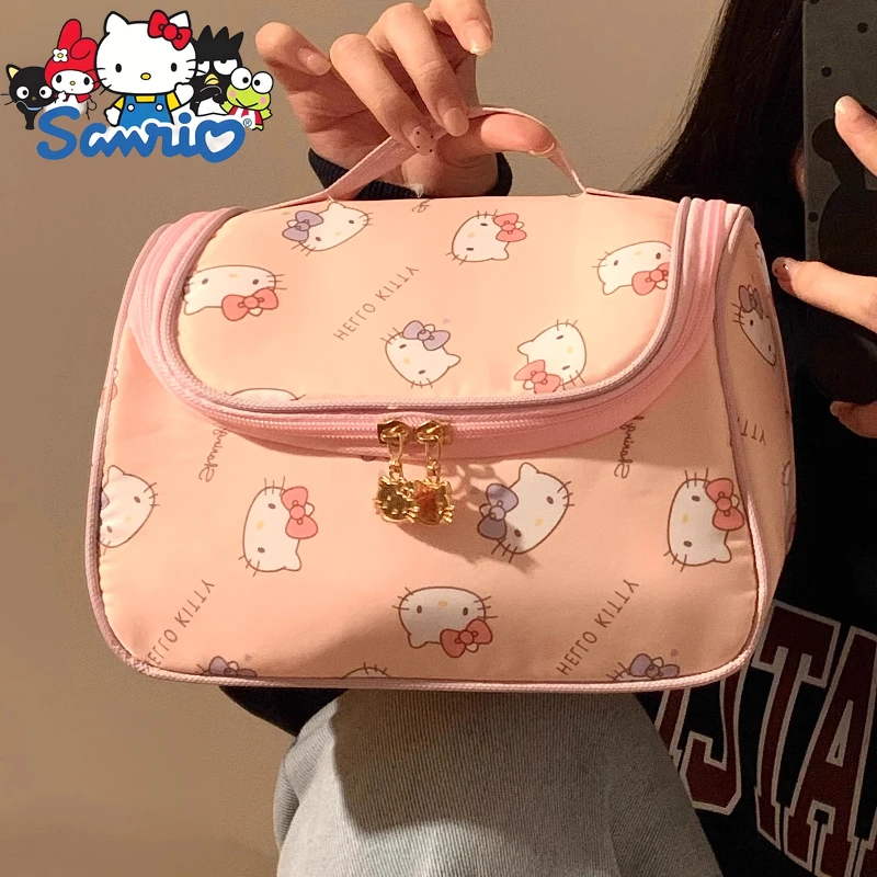 Sanrio Hello Kitty New Portable Cosmetic Bag Cartoon Fashion Women's Cosmetic Bag Large Capacity Storage Travel Toiletry Bag