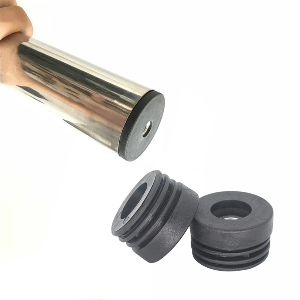4pcs Black Round Plastic Pipe Plugs With M6 M8 Nut Spin-In Type Foot Pad Adjustable Furniture Hole Leg Balance Wheel Accessories image 3