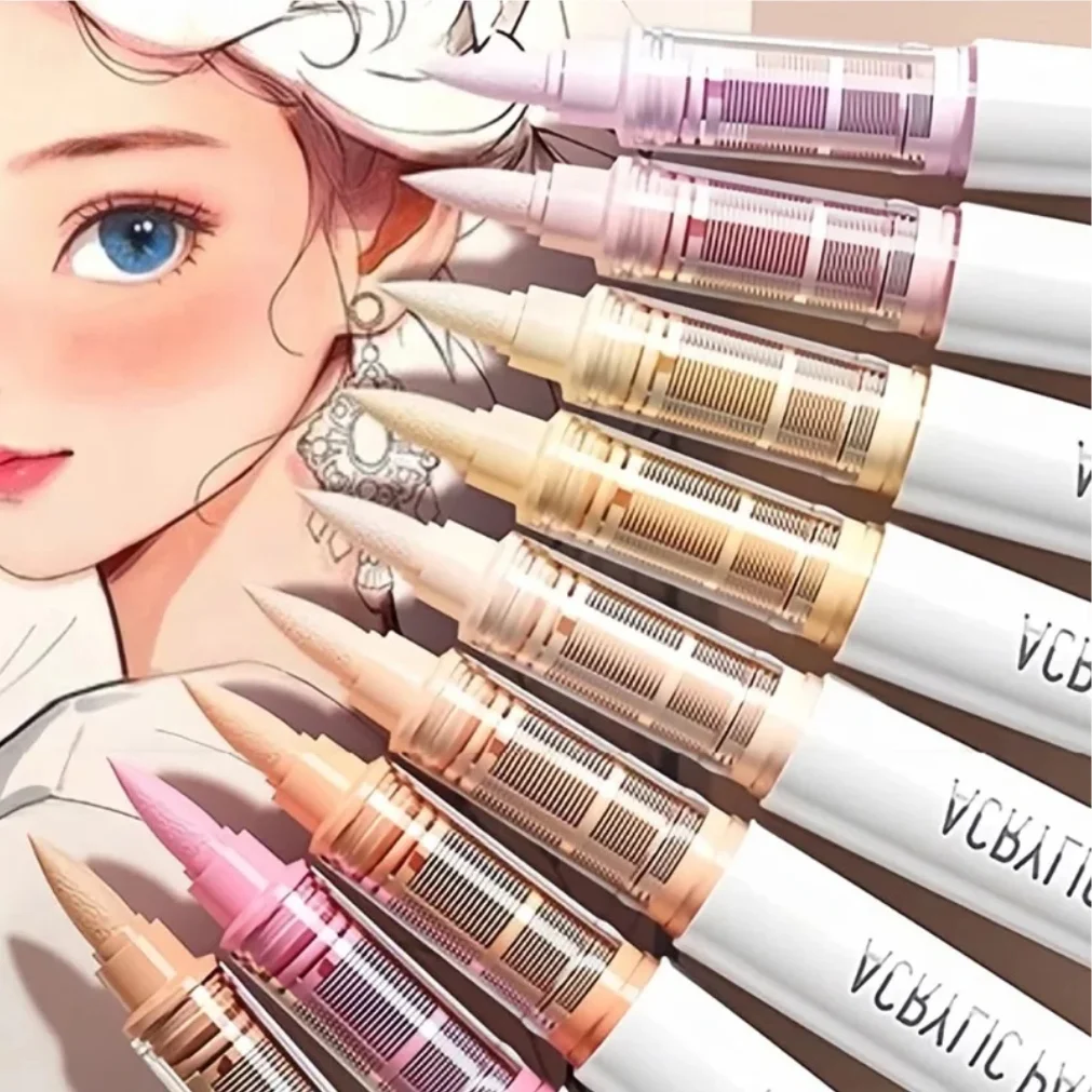 

9pcs/set Acrylic Brush Markers Set - Pro Art Markers with Ink Control for Painting Drawing Sketching 2025new