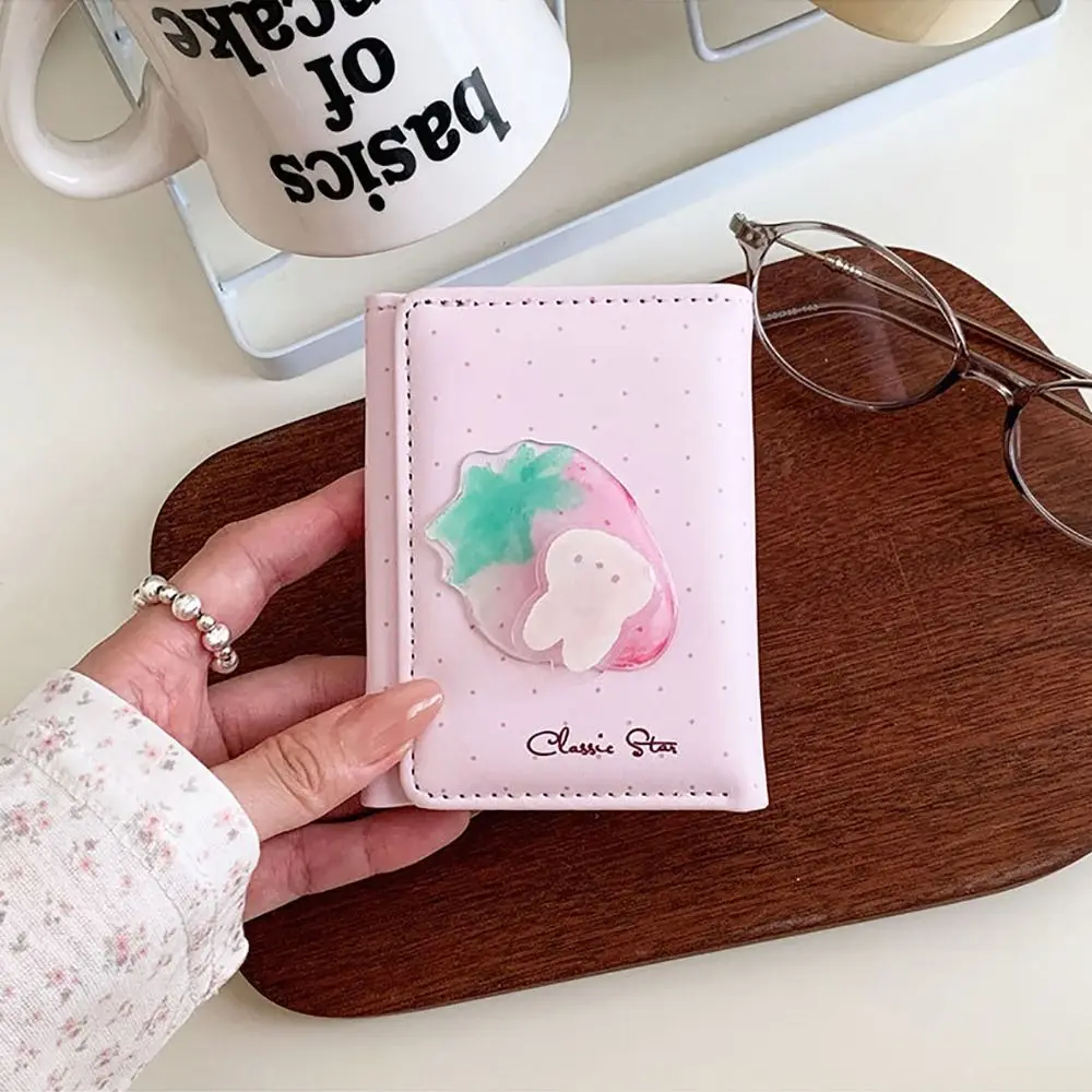 Fashion Cartoon Animal Tri-fold Wallet PU Rotatable Card Holder Zipper Clouse Large Capacity Women's Wallet for Students