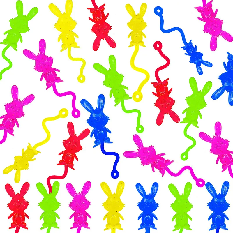 

12/24Pcs Cute Rabbit Easter Elastic Sticky Palm Toy for Kids Birthday Party Favors Goodie Bag Stuffers Happy Easter Bunny Gifts