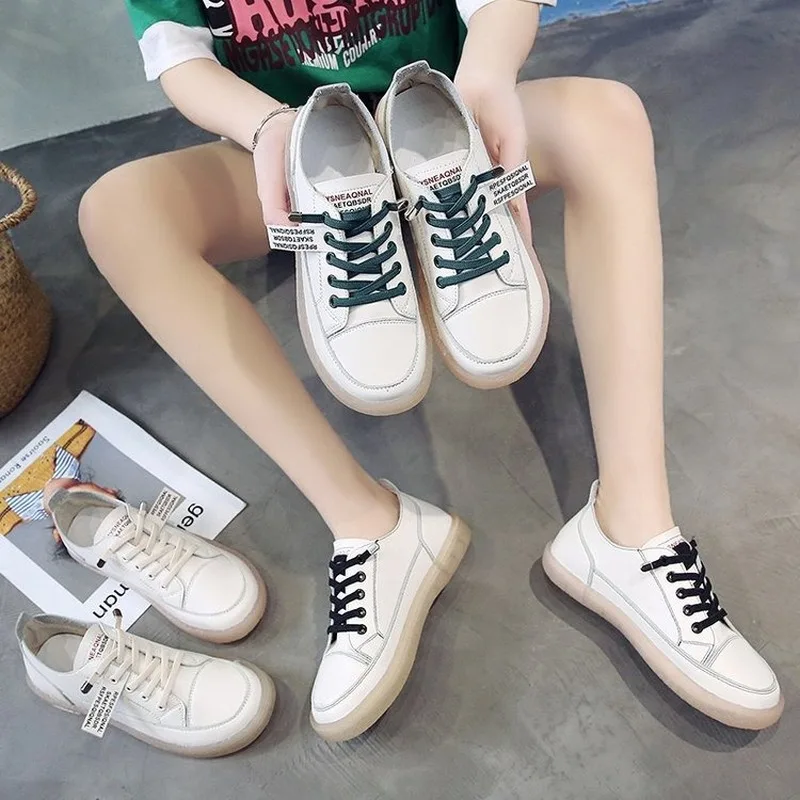 Spring Autumn 2022 New Fashion Sneakers Shoes Women Flats Shoes Woman Soft Bottom Lace-Up Low Cut Zapatos De Mujer High Quality