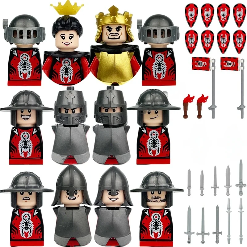 Mittelalterliche Europa-Militärfiguren Bausteine Römische Krieger Soldaten Burg Ritter Königliche Garde König Skelett Legion Bausteine