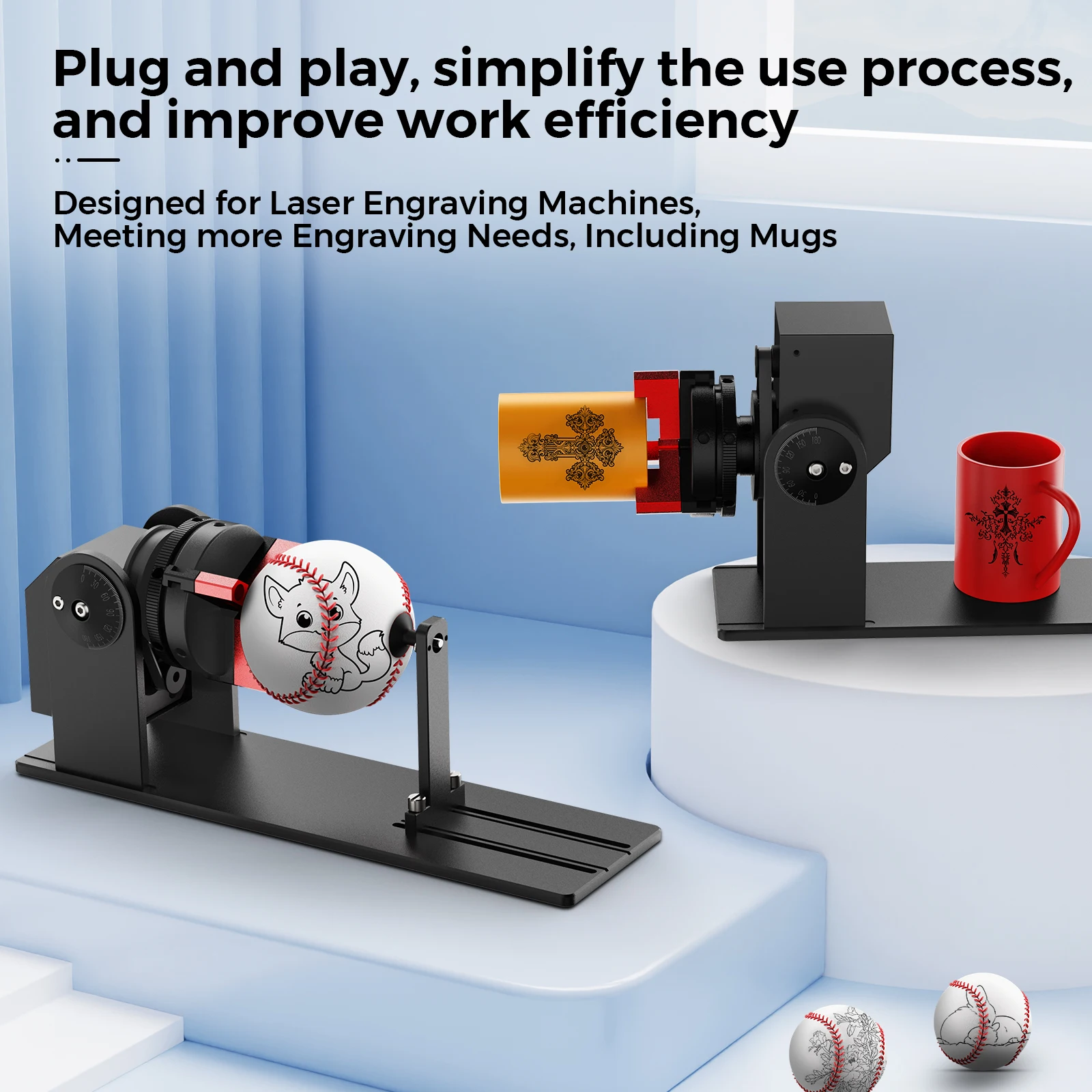 COOLOOK CR1 Laser Rotary Roller 3 in 1 Multifunctional Rotary Roller Chuck Module for Laser Engraver with 180° Adjustable Angle