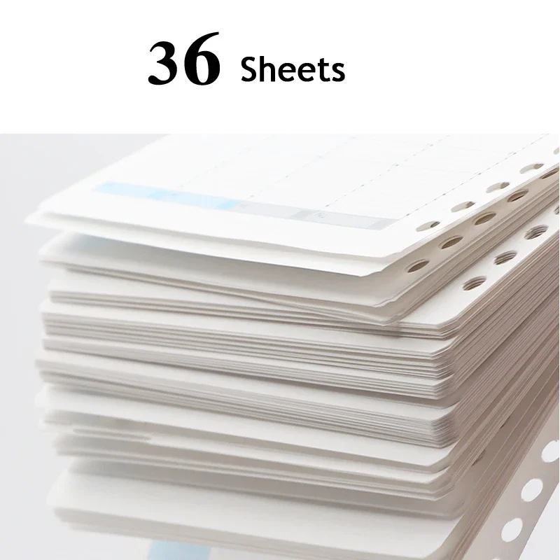 KOKUYO 36 Sheets Journal Notebook Weekly Planner Paper Refills for Loose-leaf Binder Diary Bucket List Travelers Sketch