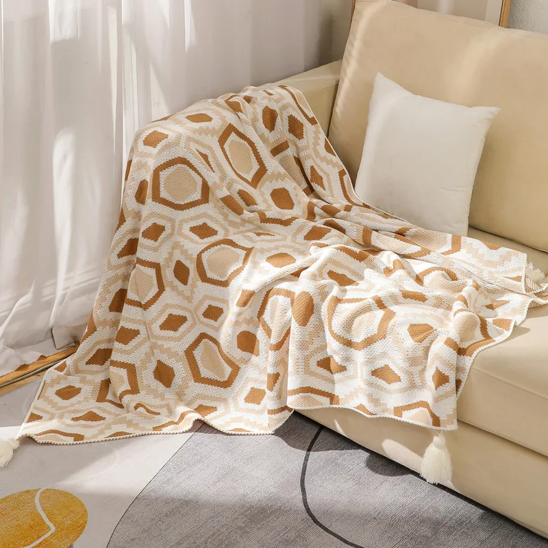 

130x200CM Light Luxury Sofa Cover Blanket Air Conditioning Blankets Knitted Nap Type A Blankets Bed End Blanket