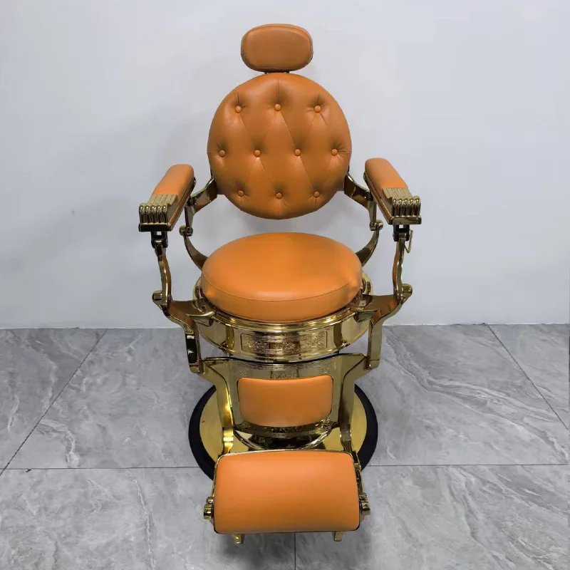 Cross-border men's retro barber chair, designed for hair salons and barbershops, with a reclining feature for shaving, trimming,