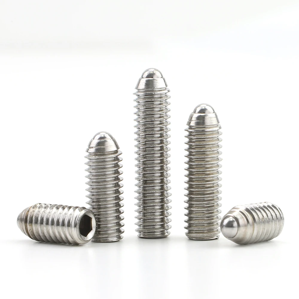 JUIDINTO 2-15pcs Ball Plungers Stainless Steel Carbon Steel M3 M4 M5 M6 M8 M10 M12 Ball Point Set Screw Spring Plungers for Door