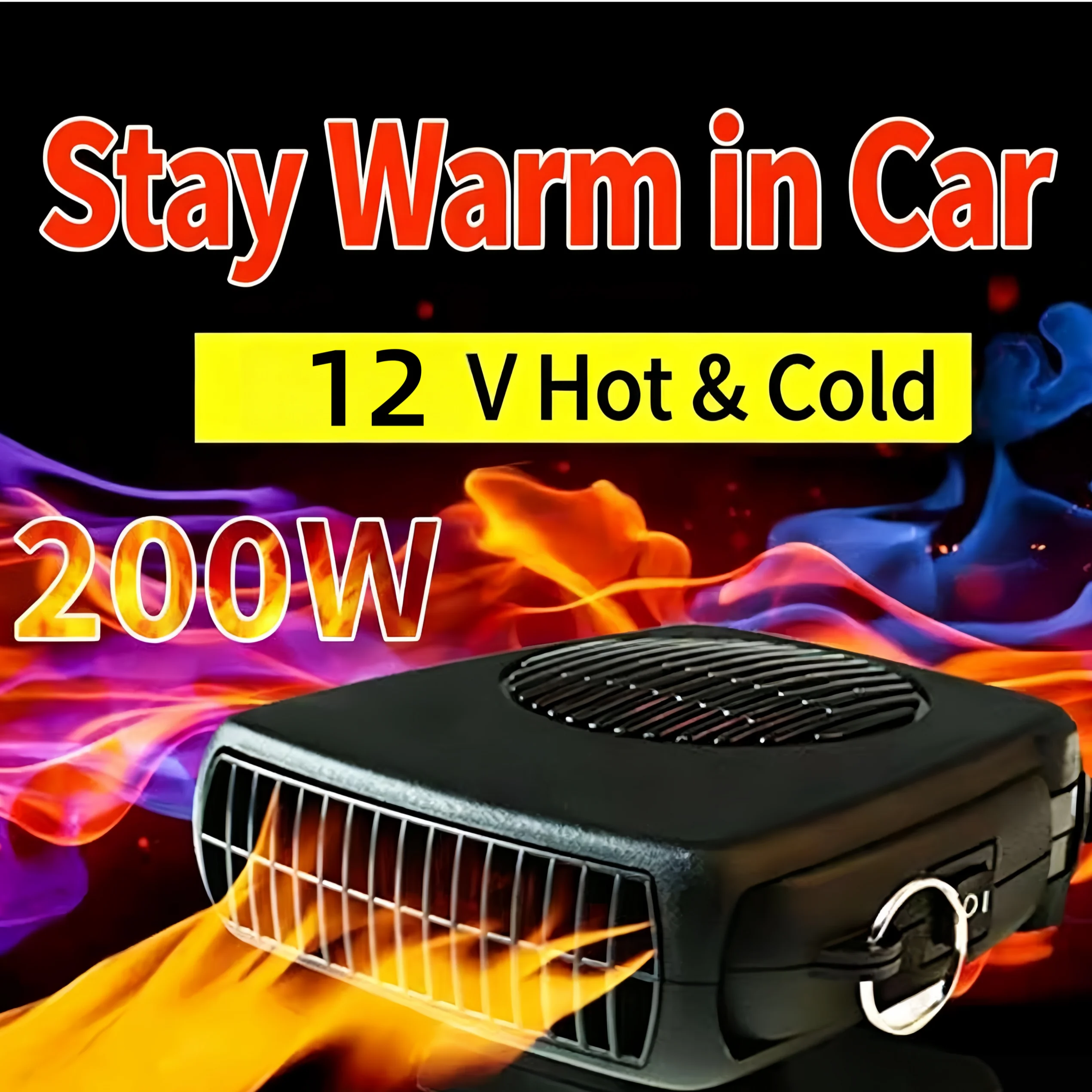 200W 12V Car Heater, 360° Rotatable Air Outlet, Natural Wind Mode, 4 Seasons Available, Winter Car Heating Fan