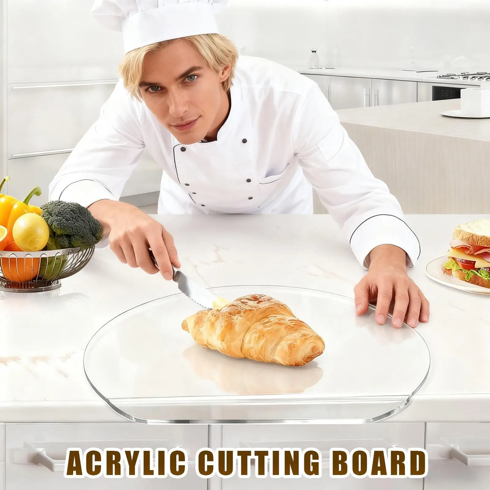 Acrylic Cutting Boards With Lip Non-Slip Food Plate Over The Counter Non-slip Chopping Board For Home Table Stove Camping Meat