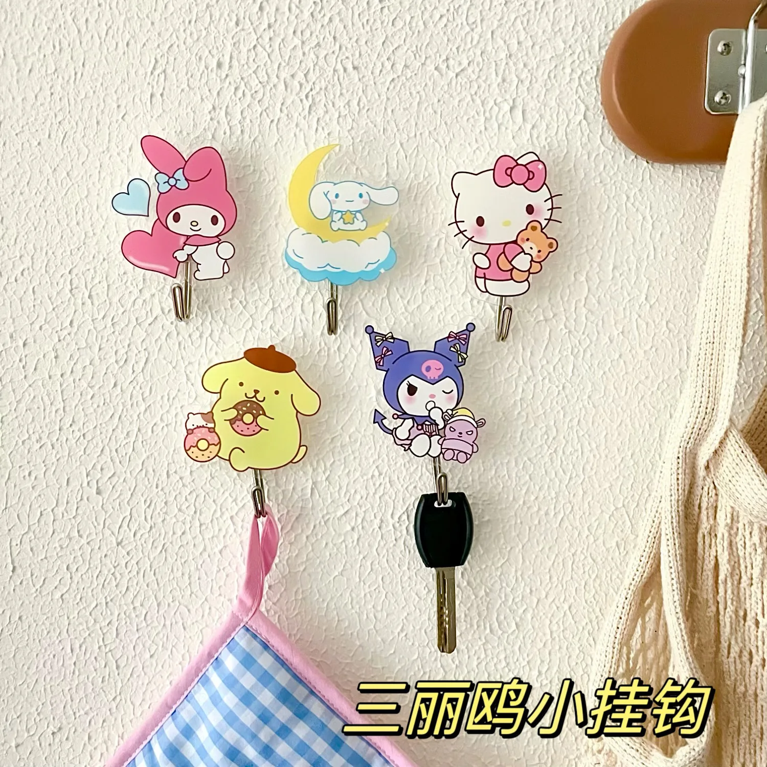 

Kawaii Sanrio Kuromi Pochacco Bathroom Hook Cute Acrylic Traceless Hook No Punching Anime My Melody Cinnamoroll Hook