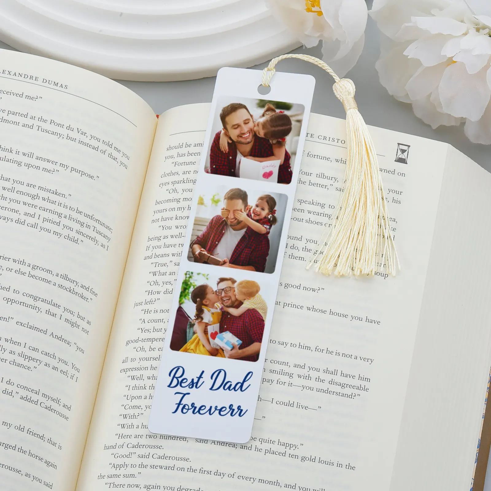 Custom 3 Photos Metal Bookmark Anniversary Gift Personalized Father’s Gift Presents Bookmarks Gifts for Father's Day Gifts