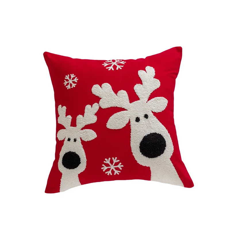 45x45CM Christmas Plush Throw Pillow Cover Holiday New Year Stamping Waist Cushion Cover Decor Home Decorative Pillowcase