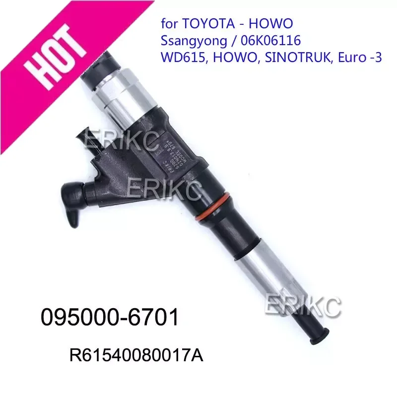 ERIKC 095000-6701 Fuel Injector 6701 Common Rail Diesel Injection Nozzle R61540080017A OEM 9709500-670 For HOWO, SINOTRUK