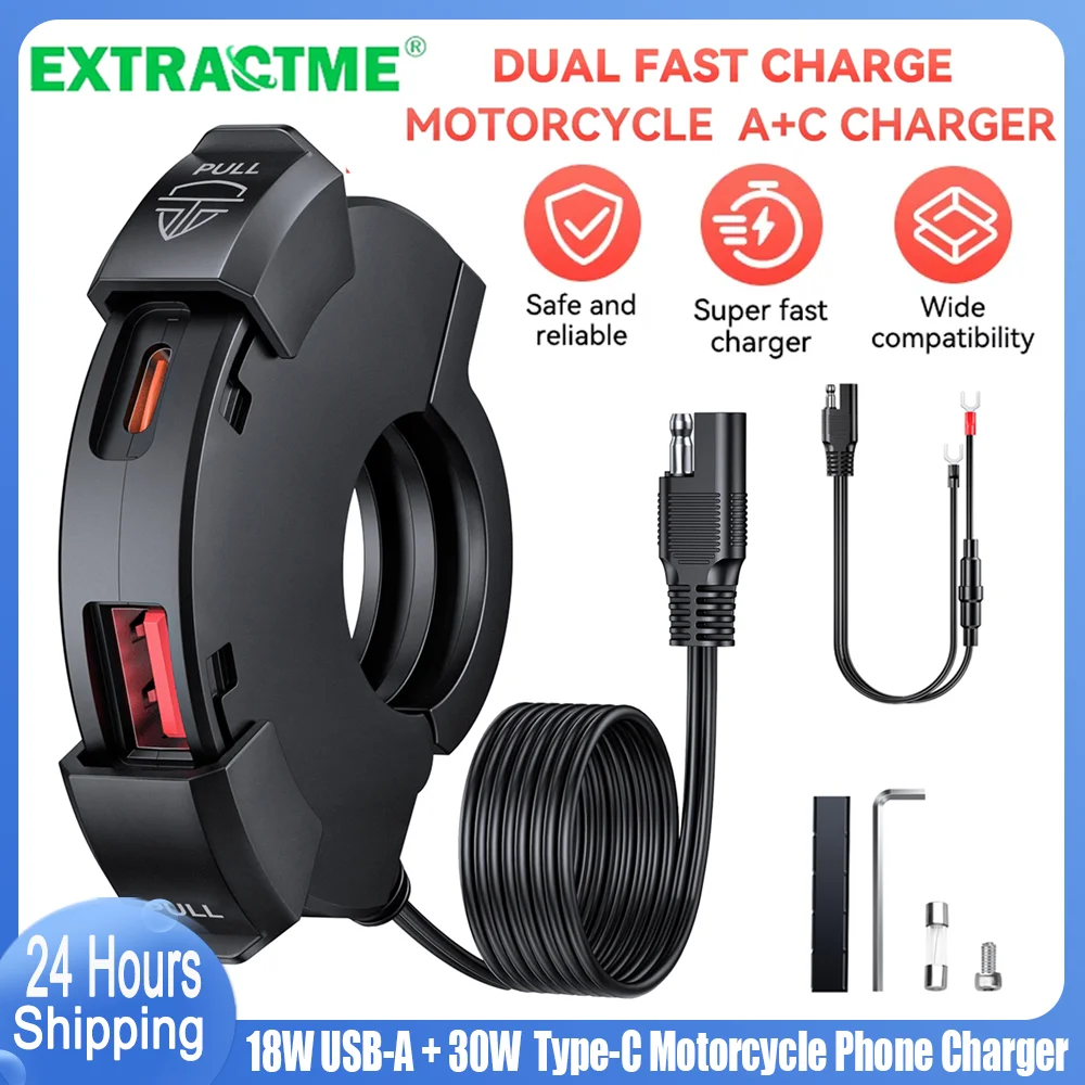 

12V New Motorcycle Usb Fast Charger With Type-C Cell Phone Port Power Outlet Waterproof Socket Chargers Plug Adapters For Moto