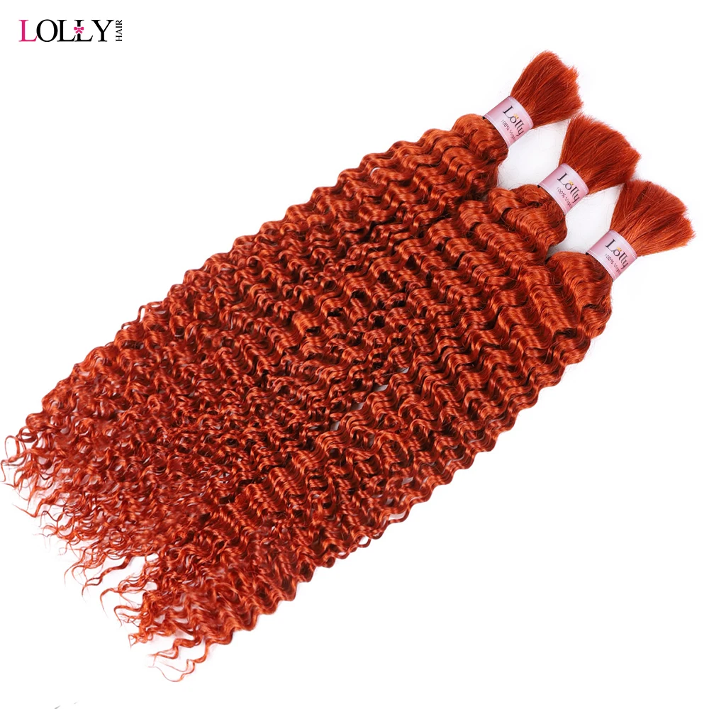 Ginger Colored Bulk Human Hair For Braiding Deep Wave Human Hair Bundles No Weft Bundles For Women Hair Extensions 100g