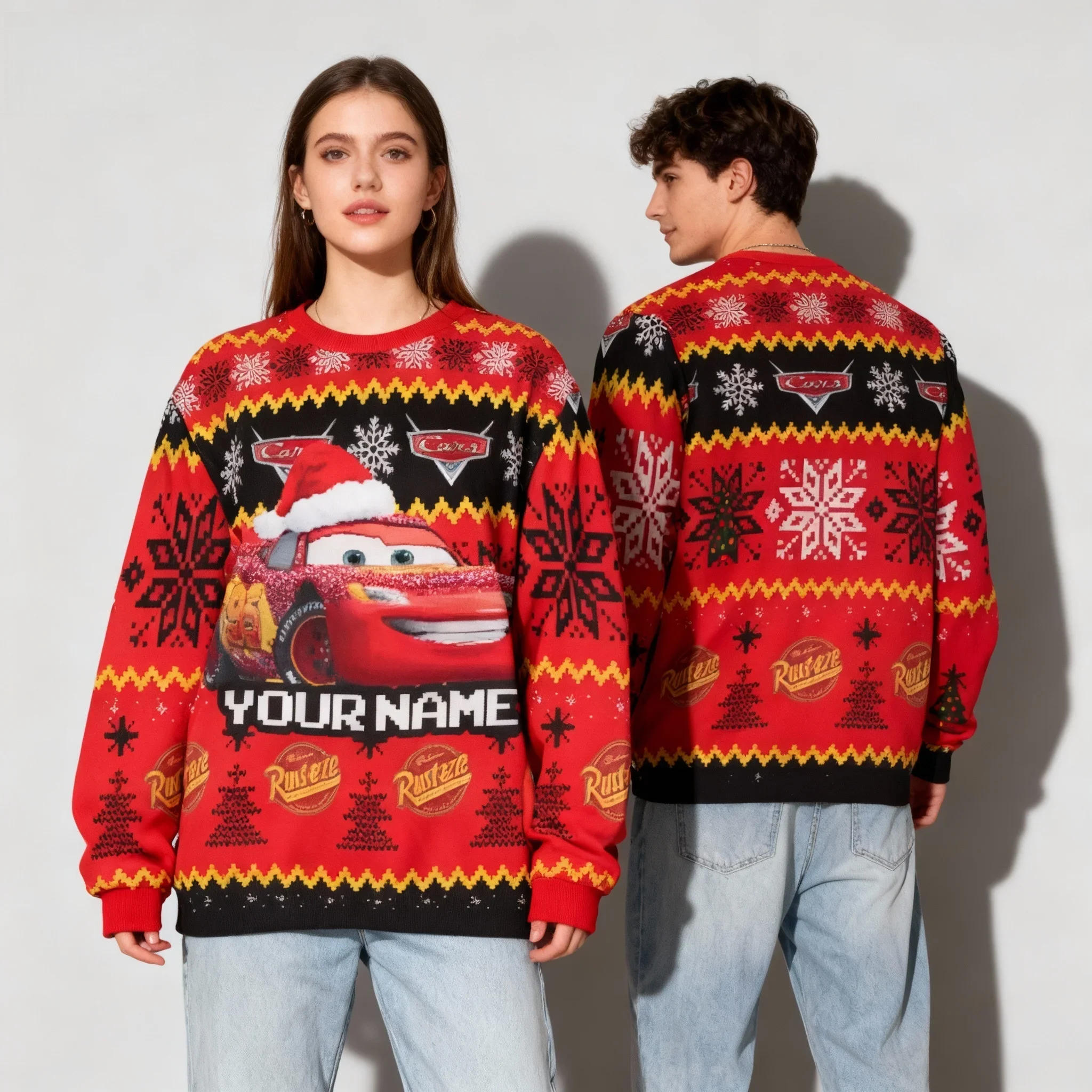 Disney Christmas McQueen Mickey round  Hoodie Oversized Women's Streetwear Autumn/Winter Collection Sweet Cool Adult Childre