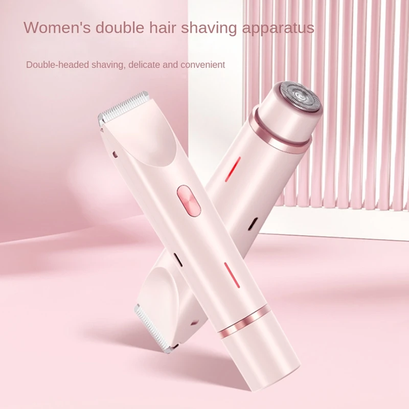 Bikini Trimmer For Women Electric Shaver 2-In-1 Body And Facial Hair Removal Double Head For Pubic Face Underarm Legs