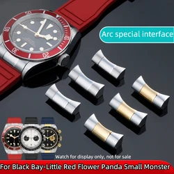 For Tudor Black bay Small red flower fluororubber strap bracelet M79363 small monster stainless steel curved accessory for men