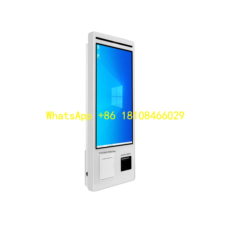 Service Payment Kiosk With QR Code Scanner 21.5Inch Self Service Ordering Checkout Vending Machine Touch Screen Self