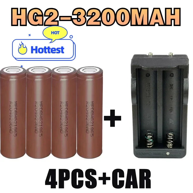 Popular Brand New Original 18650 HG2 3.7V 18650 3200mAh Rechargeable Lithium Battery Flashlight Battery+charger