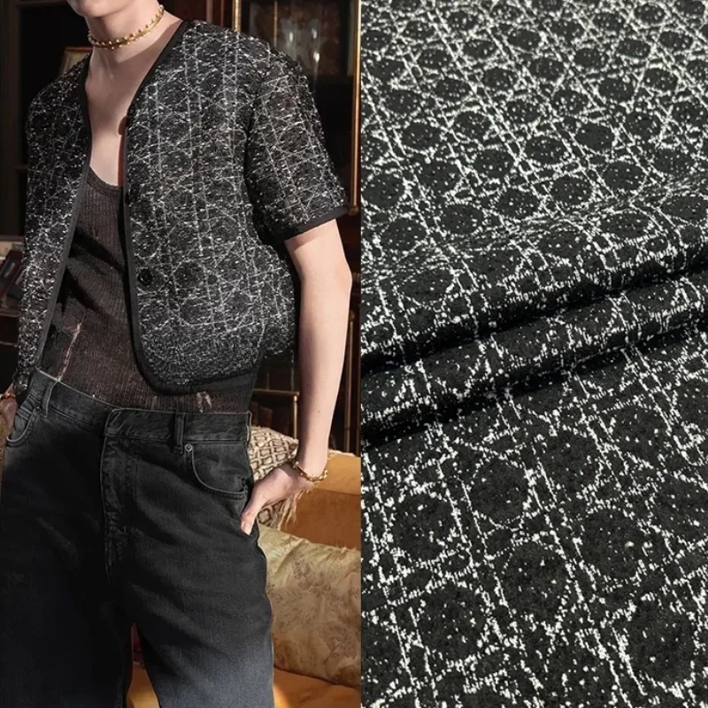 European and American Black and White Blended Three-dimensional Color Woven Jacquard Clothing Fabric  Brocade Suit Jacket Fabric