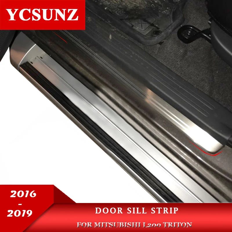 

Stainless Steel Outer Door Sill Protector For Mitsubishi L200 Triton 2016 2017 2018 2019 Sill Scuff Plate Thresholds Car Styling