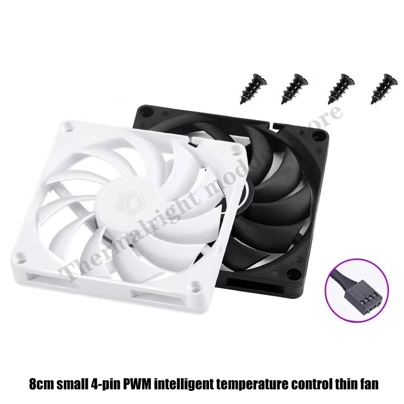 8010 8cm Thin Water Cooling Fan Small 4-Pin PWM Intelligent Temperature Control  MOD CPU Computer Case Fan Cooler