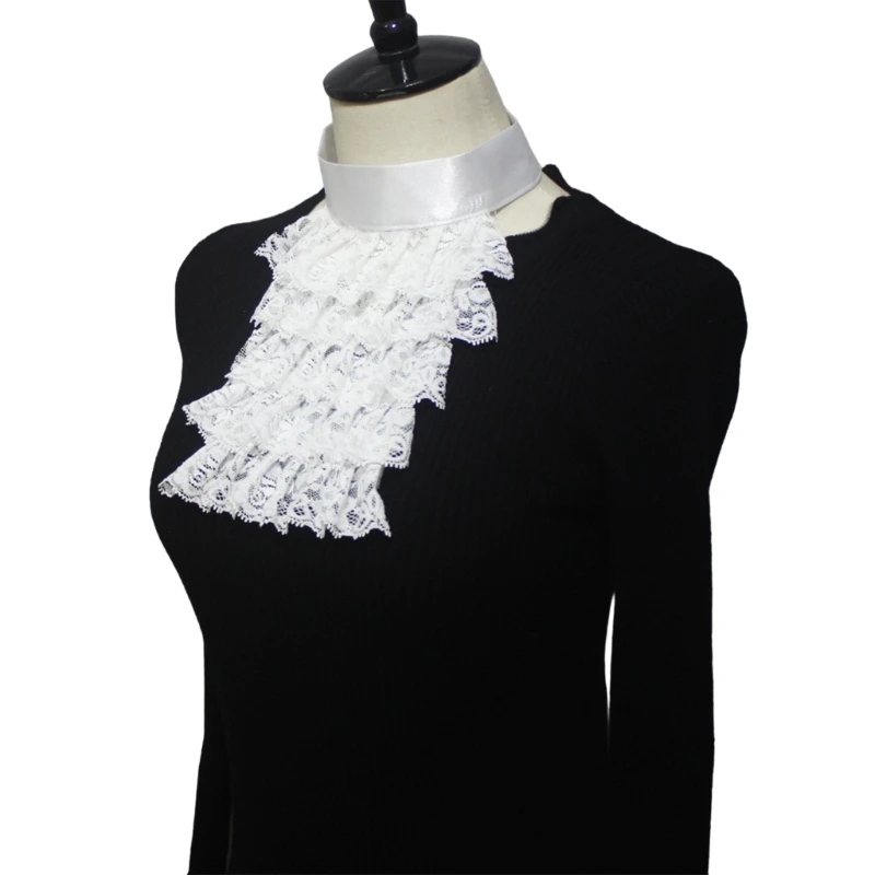 Medieval 4 Layer Ruffle Lace False Collar Halloween Victorians Jabot Neck Collar