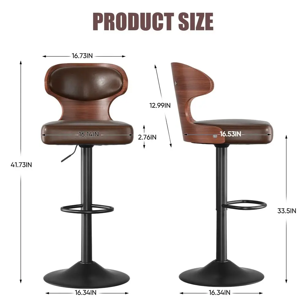 

Stools Set of 4 Adjustable Height Swivel Bar Stools Faux Leather holstered Bentwood Barstools with Back amp Footrest Bar Chai