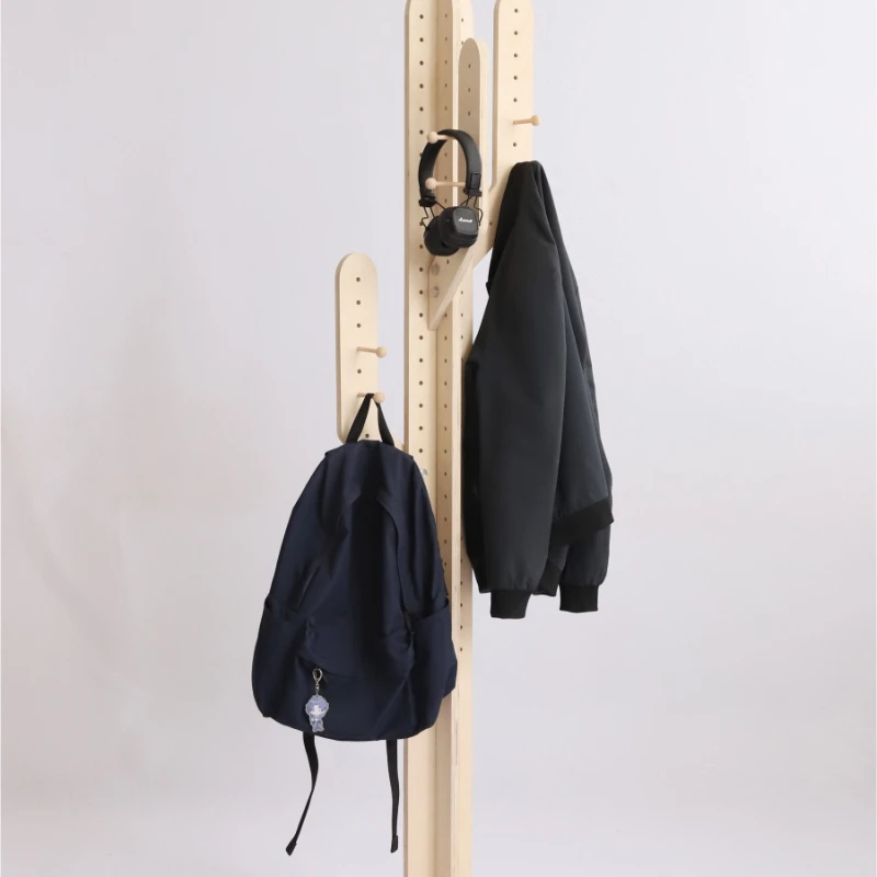 Cactus coat rack, log wood color creative hanger, bedroom floor-to-ceiling, entrance hole, hanging hanger