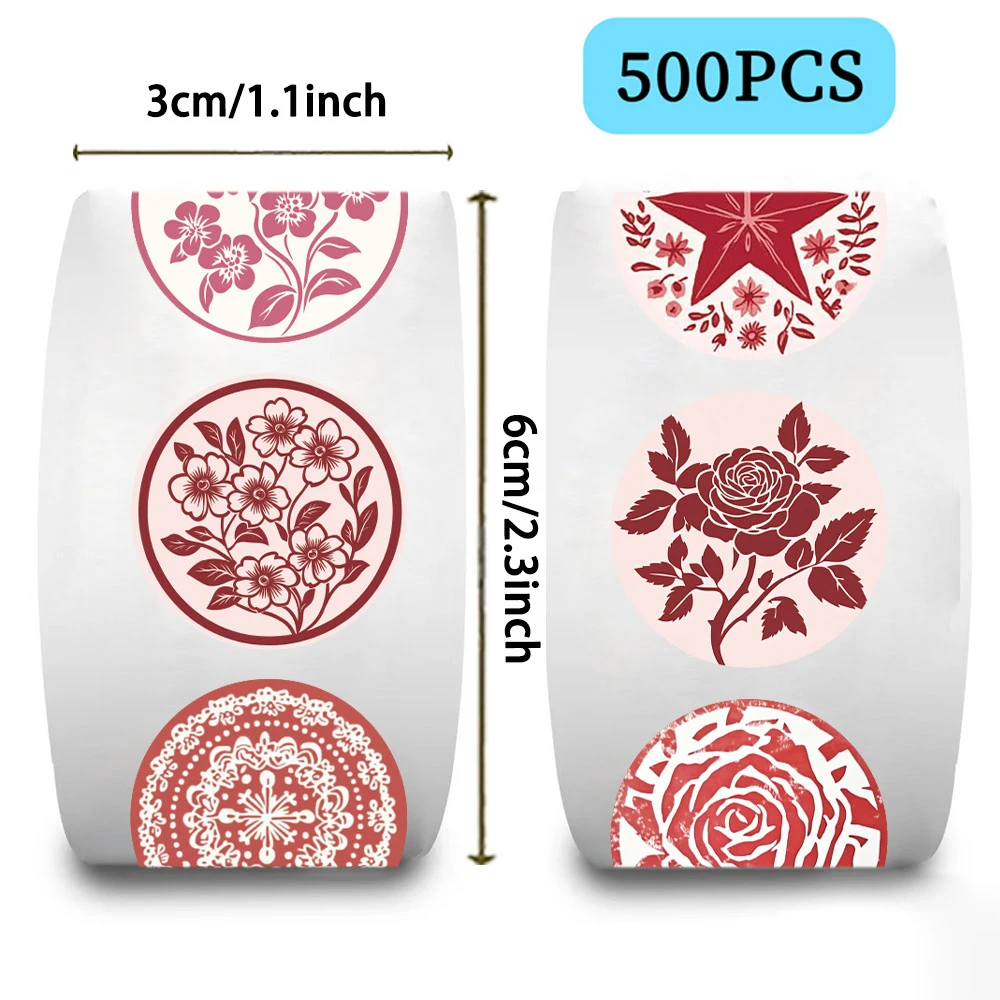 

500pcs/Roll Cute Plant Flower Rose Cartoon Seal Stickers DIY Stationery Suitcase Laptop Decoration Decals Aesthetic Art Sticker